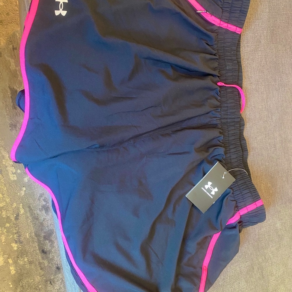 Under Armour Black and Pink Athletic Shorts Moisture-Wicking Performance